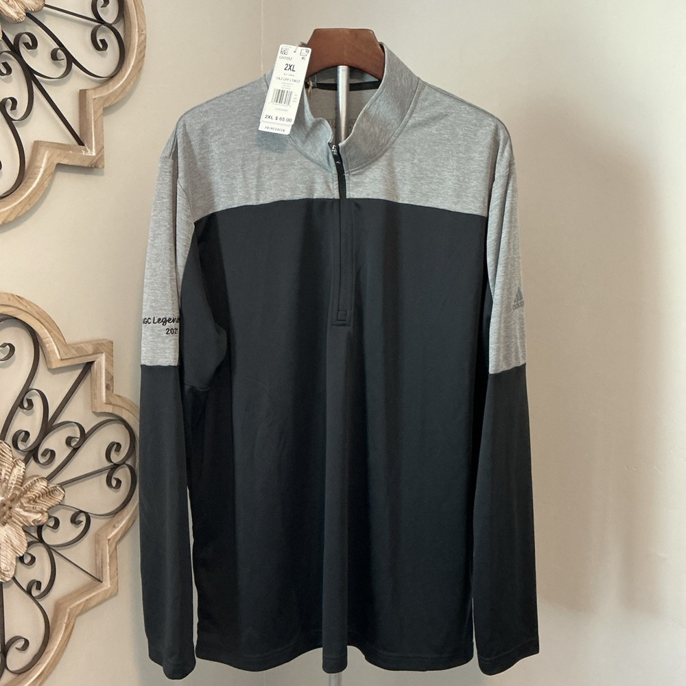 Adidas Primegreen 2XL Adult Quarter Zip Pullover Performance Black Gray‎